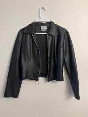 Byer California Black Faux Leather Zip Jacket